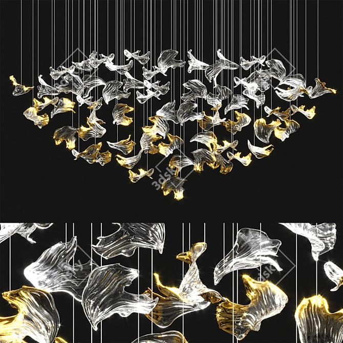 Ginkgo Leaf Glass Chandelier 3D model image 4