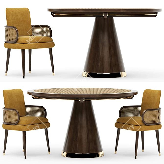 Elegant Blakey Table and Chair 3D model image 1