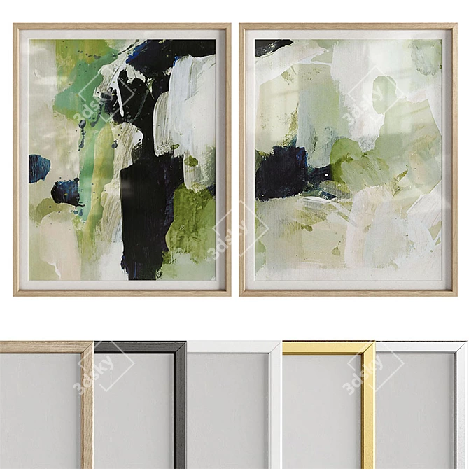 Contemporary Abstract Paintings Set 3D model image 1