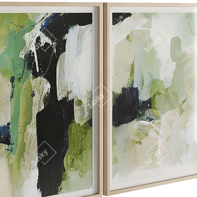 Contemporary Abstract Paintings Set 3D model image 4