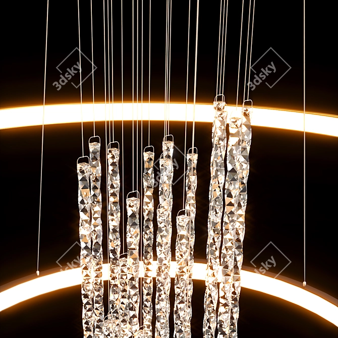 Glamorous Gold & Black LED Chandelier 3D model image 2