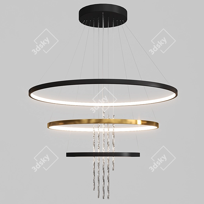 Glamorous Gold & Black LED Chandelier 3D model image 3