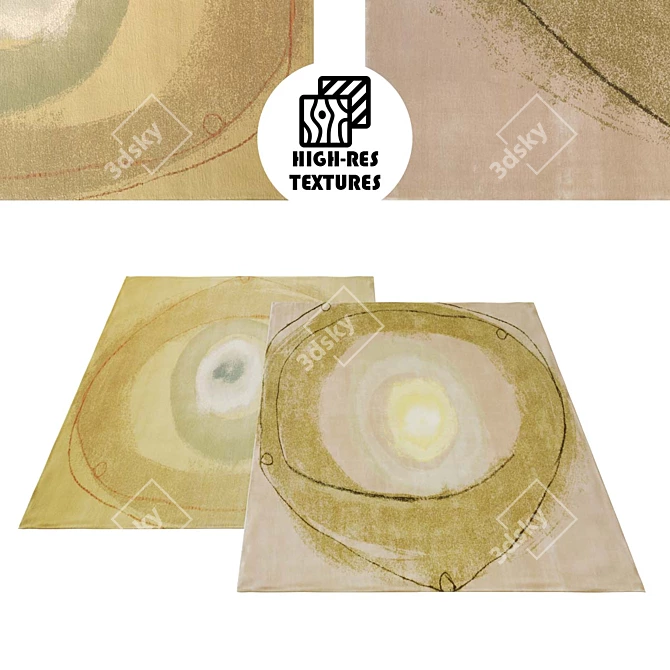 Silky Cream Orbit Rug Set 3D model image 1