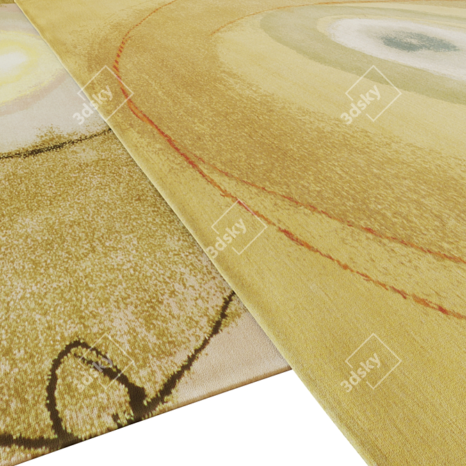 Silky Cream Orbit Rug Set 3D model image 3