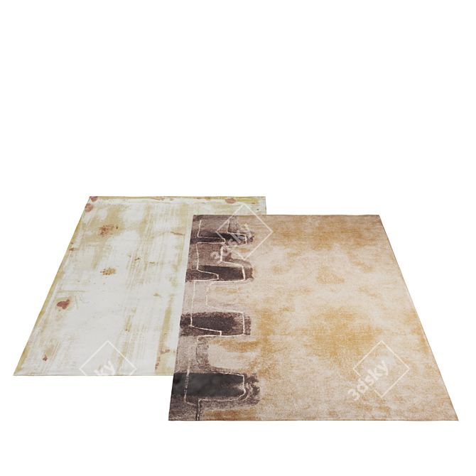 Luxurious Cream Silk Rug Set 3D model image 2