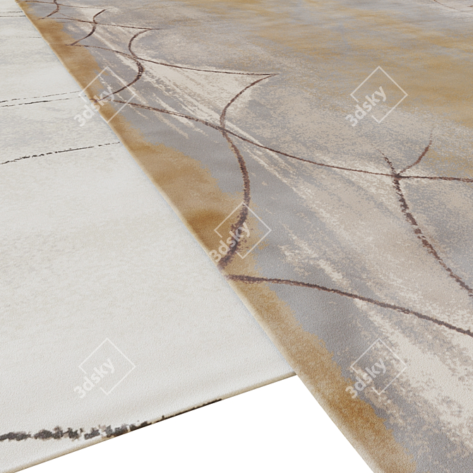 Luxurious Abstract Silk Rug Set 3D model image 3