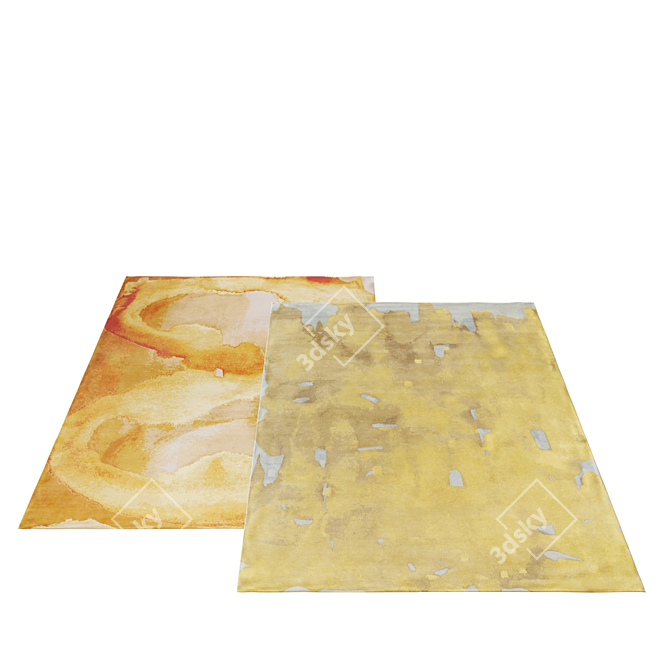 Golden Silk Abstract Rug Set 3D model image 2