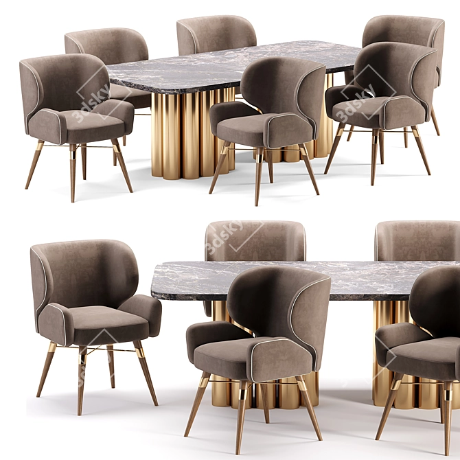 Modern Dining Set: Stylish and Functional 3D model image 1