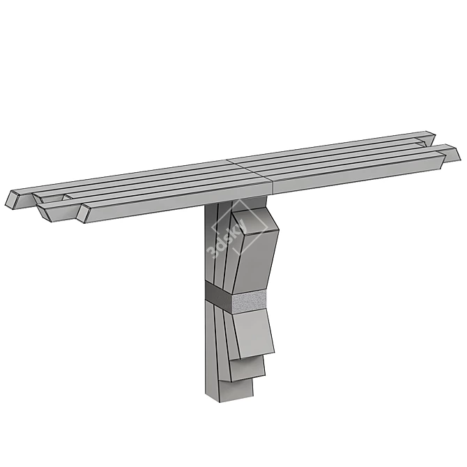 Sleek Zig Zag Console Table 3D model image 3