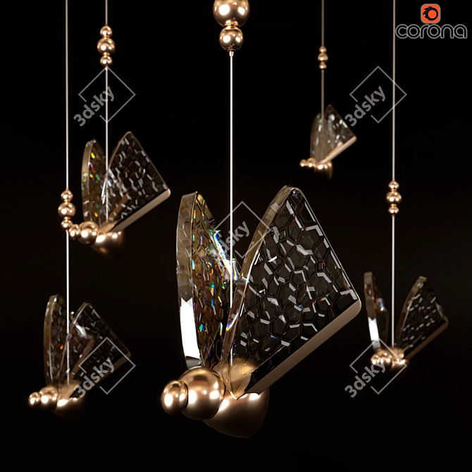 Elegant Butterfly LED Pendant 3D model image 1