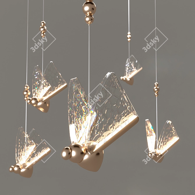 Elegant Butterfly LED Pendant 3D model image 7