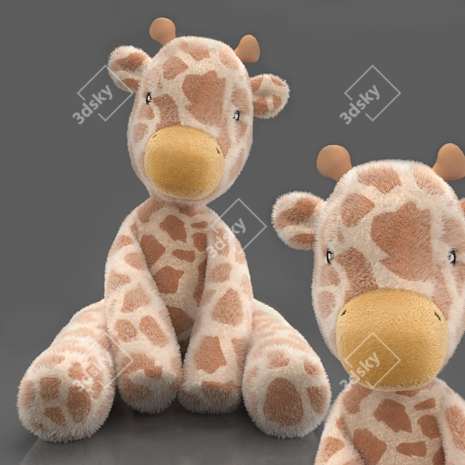 Gentle Giraffe Plush Toy 3D model image 8