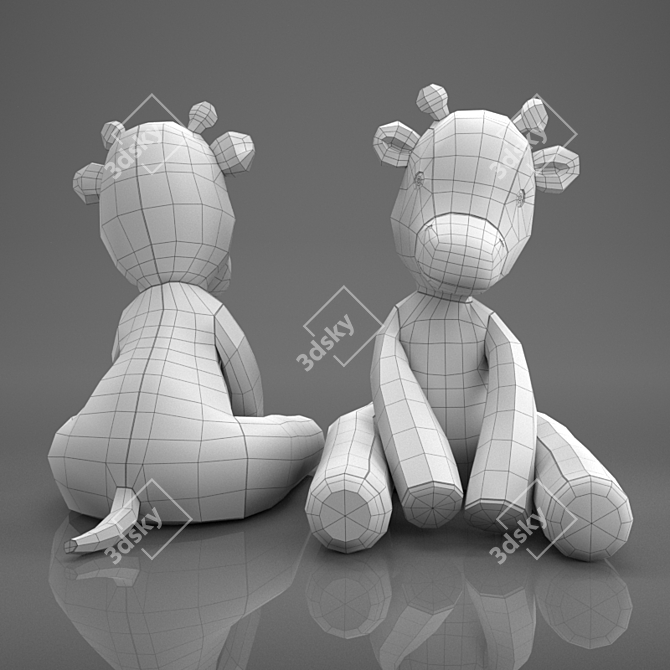 Gentle Giraffe Plush Toy 3D model image 11