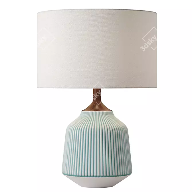 Turquoise Ripple Ceramic Table Lamp 3D model image 1