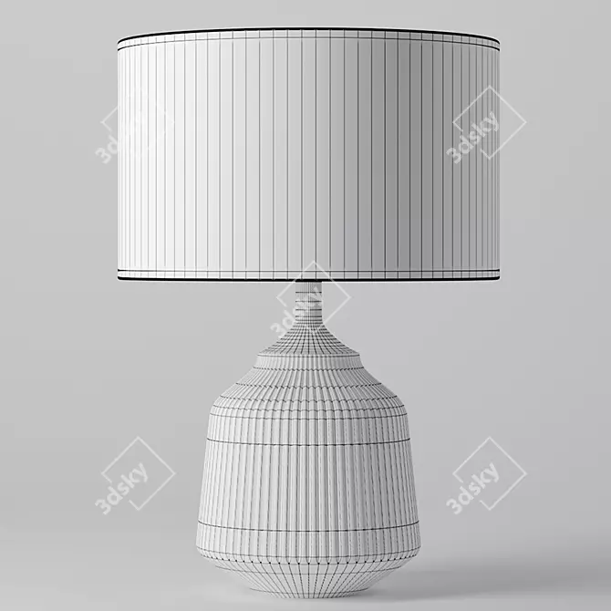 Turquoise Ripple Ceramic Table Lamp 3D model image 2