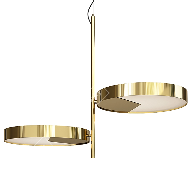 Elegant Brass Moonlight Ceiling Lamp 3D model image 1