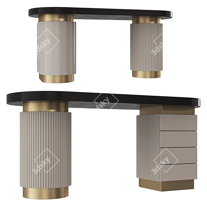 Elegant Gold Office Table 3D model image 1