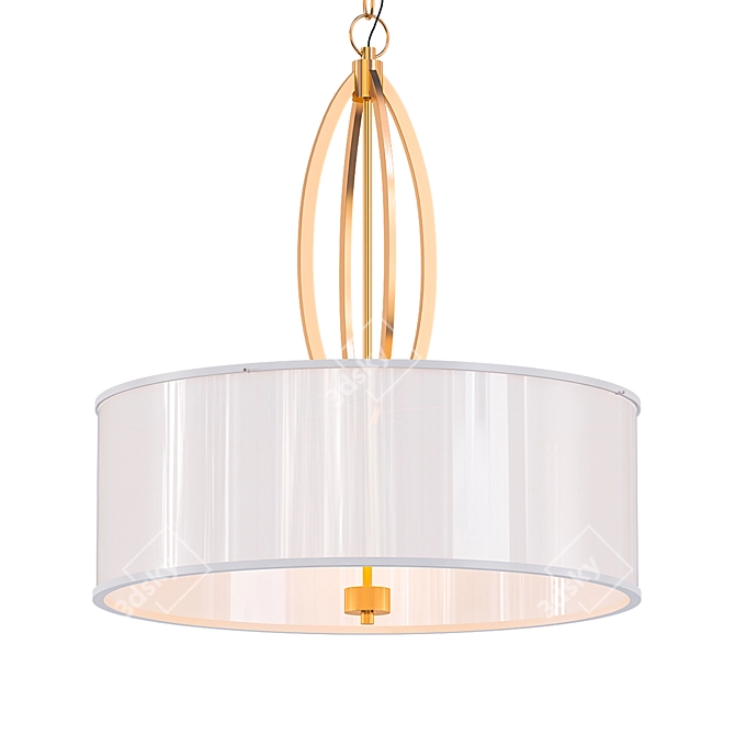 Elegant Soft Gold Pendant Light 3D model image 1