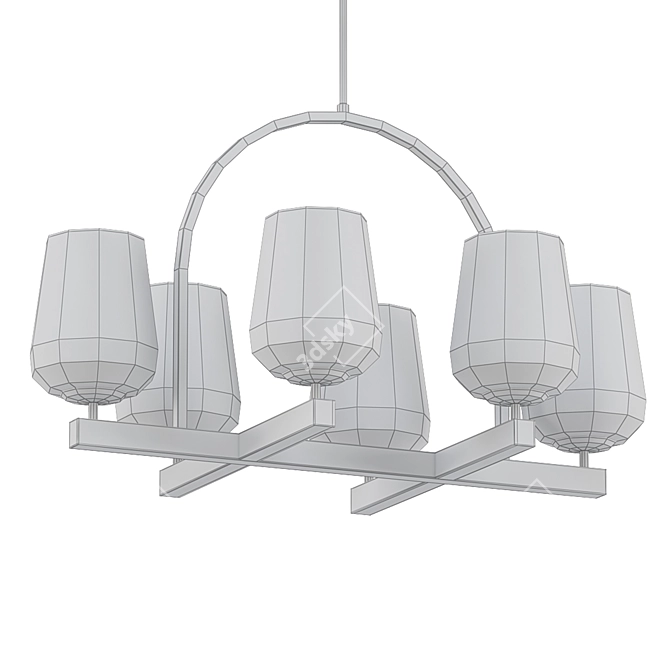 Koa Wood & Pewter Chandelier 3D model image 2