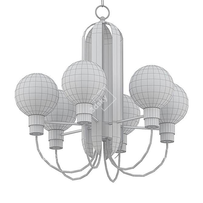 Bauhaus 24: Bronze & Brass Chandelier 3D model image 2