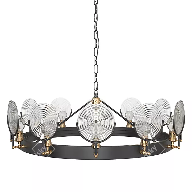 Gaslight Lens Chandelier 42: Vintage-inspired Illumination 3D model image 1