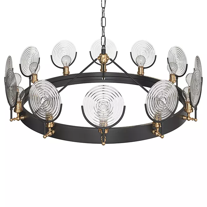 Gaslight Lens Chandelier 42: Vintage-inspired Illumination 3D model image 2