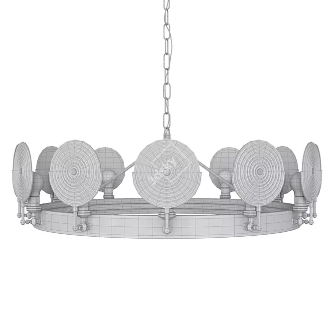 Gaslight Lens Chandelier 42: Vintage-inspired Illumination 3D model image 3