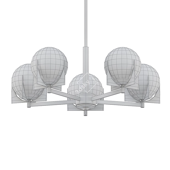 Satin Brass Platinum 5-Light Chandelier 3D model image 2