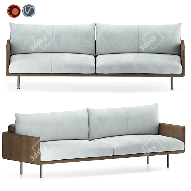 Sleek Jazz Leather Sofa 3D model image 1