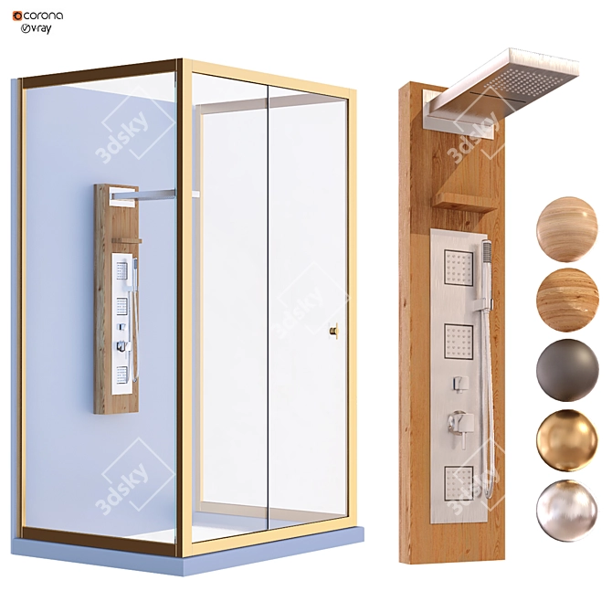 Elegant Shower Cabin Set 3D model image 1