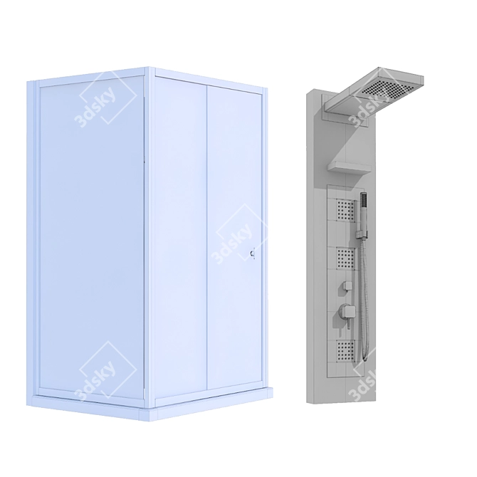 Elegant Shower Cabin Set 3D model image 7