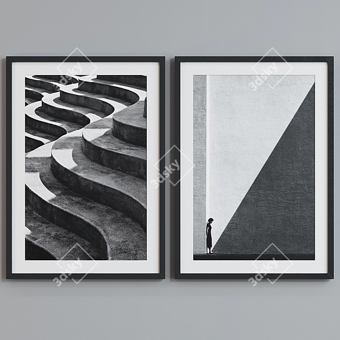 Modern Abstract Picture Frame Set 3D model image 3