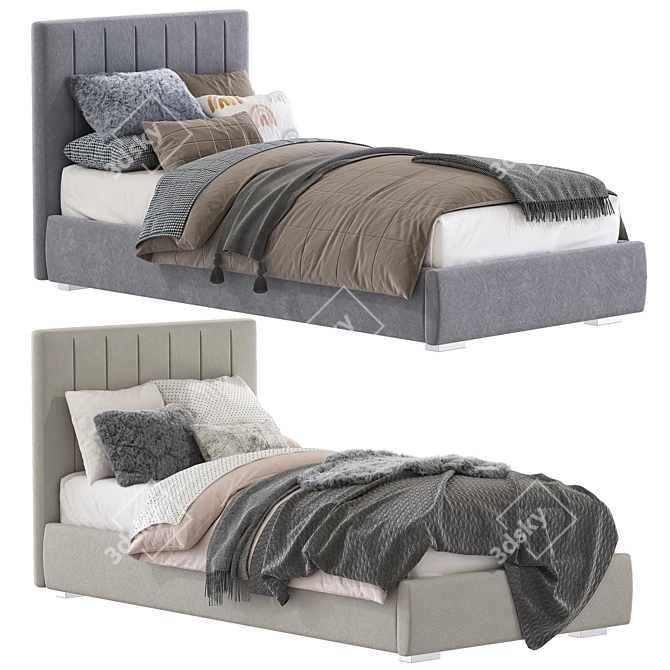 Modern Style Bed 214 - Two Color Options - 90 x 195 cm 3D model image 1