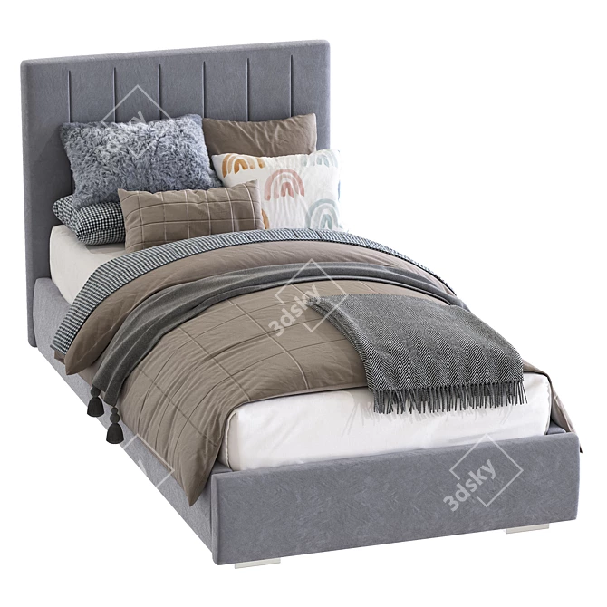 Modern Style Bed 214 - Two Color Options - 90 x 195 cm 3D model image 3