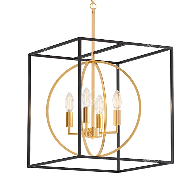 Syd 4-Light Foyer Pendant 3D model image 1