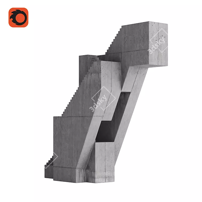 Concrete Sculpture Stairway No.6 3D model image 1