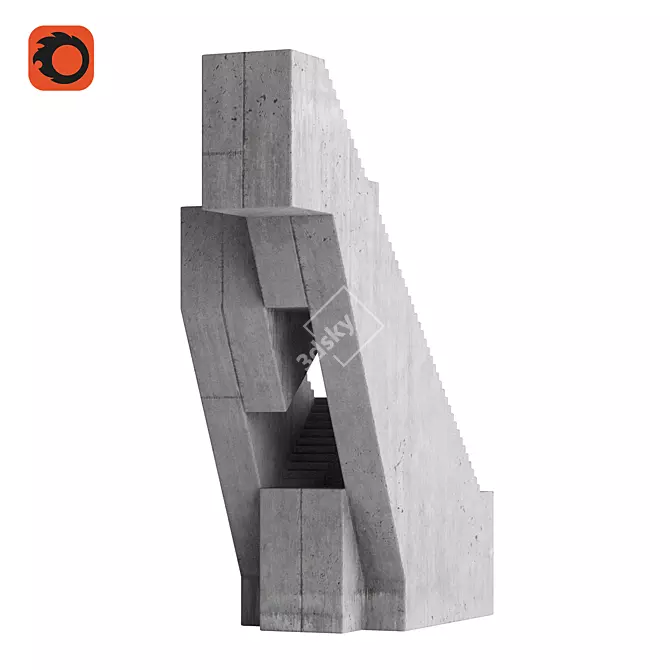 Concrete Sculpture Stairway No.6 3D model image 3