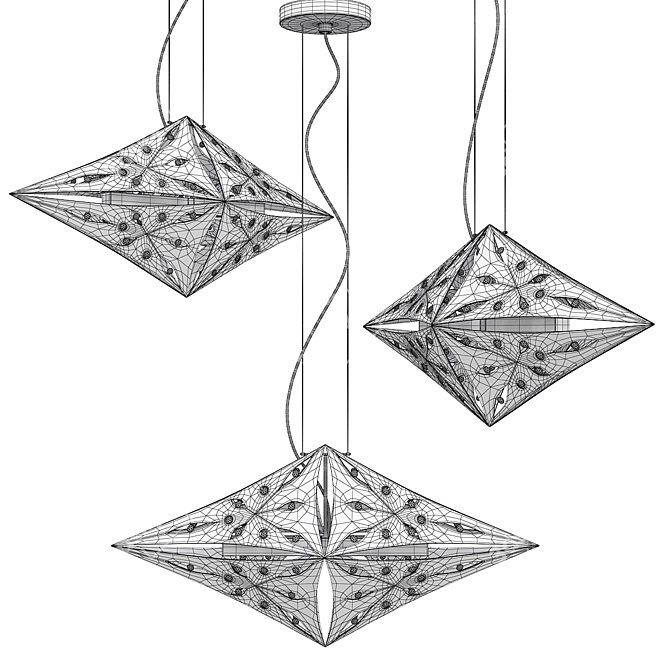 Quasar Triple Module Luxury Chandelier 3D model image 2