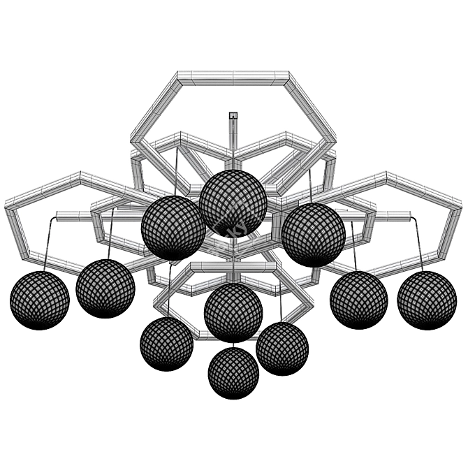 Hexagonal Ballotton Chandelier 3D model image 2