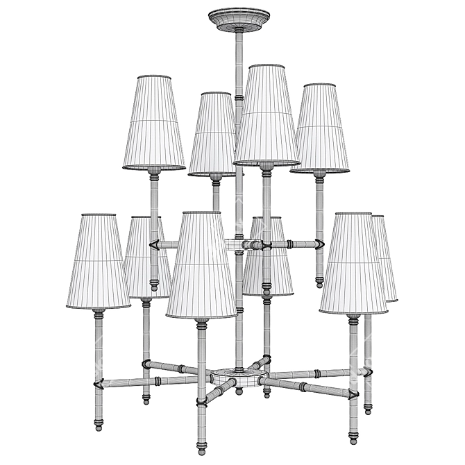 Elegant Bamboo Chandelier 3D model image 2