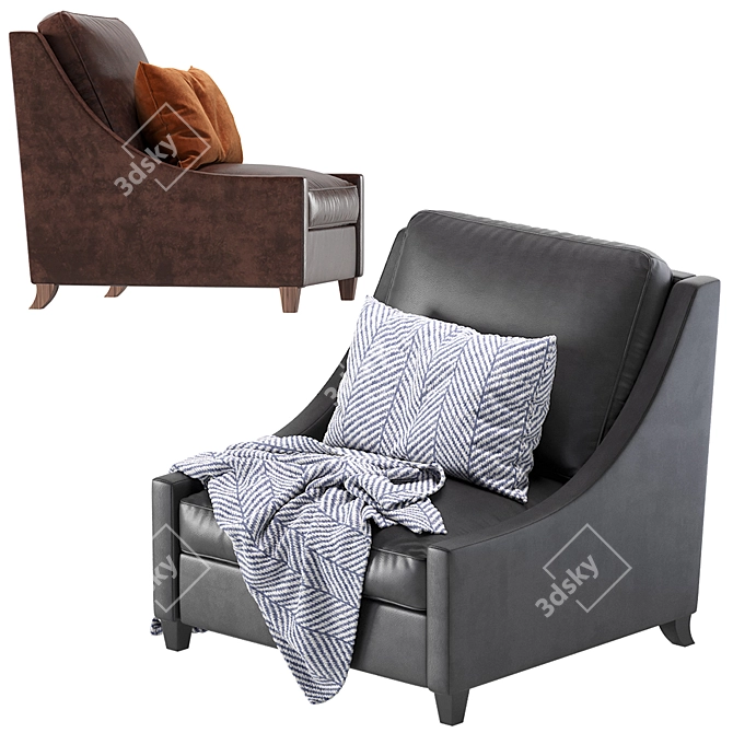 Naples Leather Armchair: Elegant and Comfortable 3D model image 2