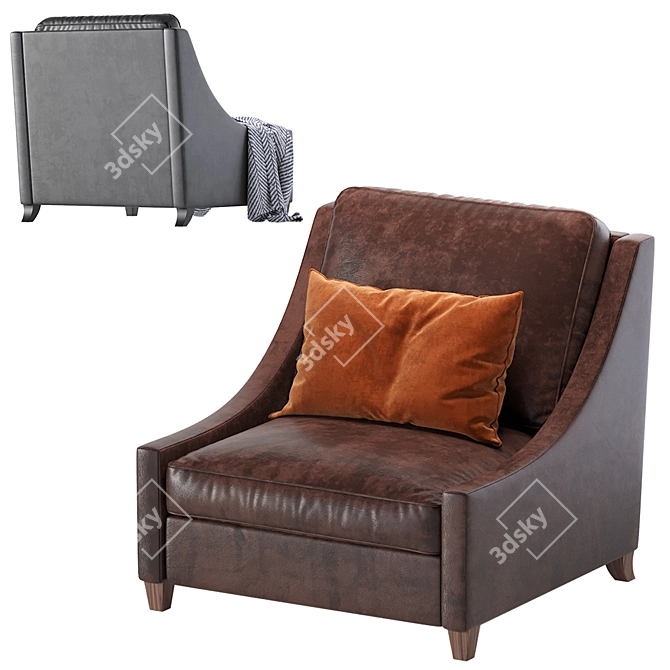 Naples Leather Armchair: Elegant and Comfortable 3D model image 4