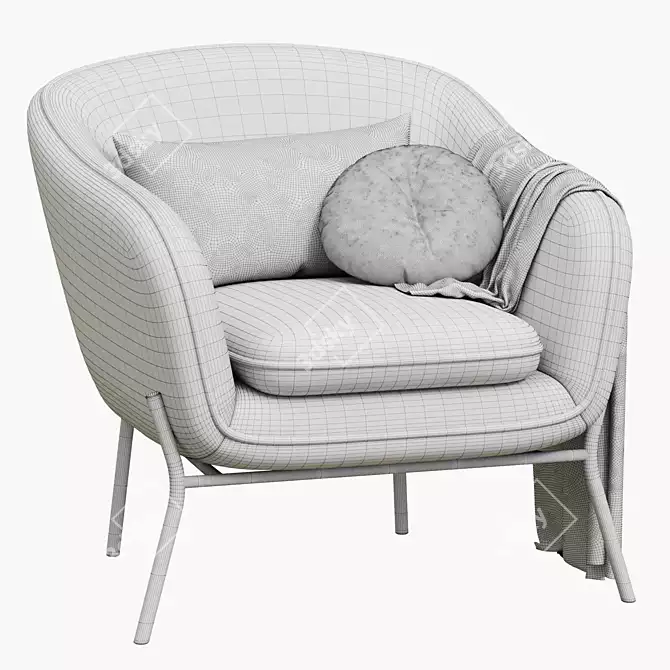 Elegant Albertson Armchair 3D model image 6