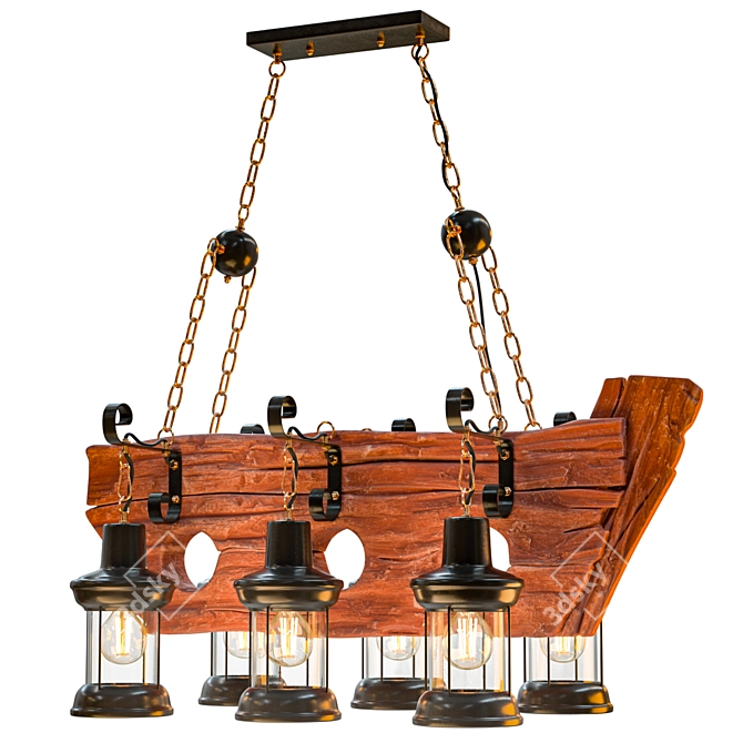 Vintage Boat Loft Chandelier 3D model image 1