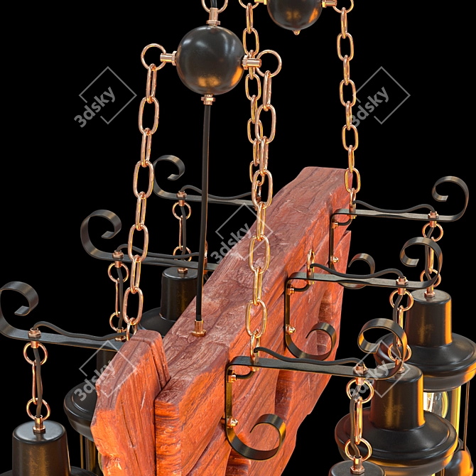 Vintage Boat Loft Chandelier 3D model image 3