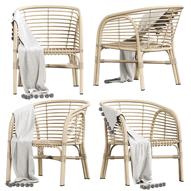 Lombok Rattan Lounge Chair: Exquisite Handcrafted Design 3D model image 2