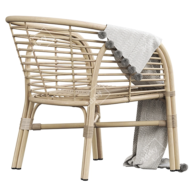 Lombok Rattan Lounge Chair: Exquisite Handcrafted Design 3D model image 6
