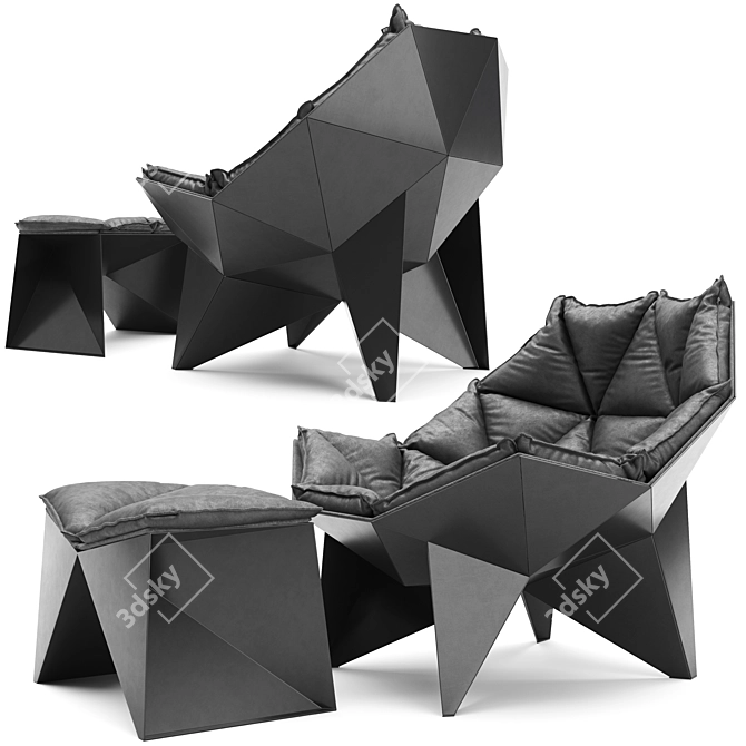 Modern Black Armchair: Q1 3D model image 3