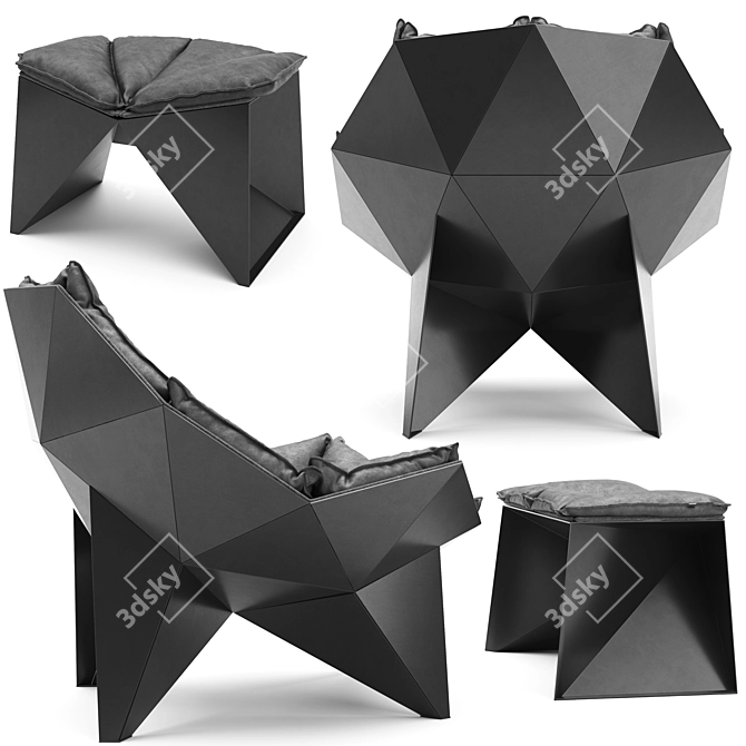 Modern Black Armchair: Q1 3D model image 5