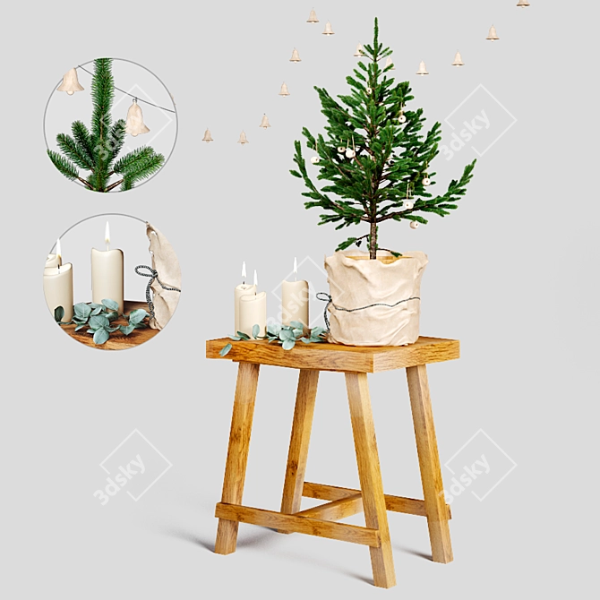 Festive Tree Ensemble: Joyful Holiday Decoration 3D model image 1